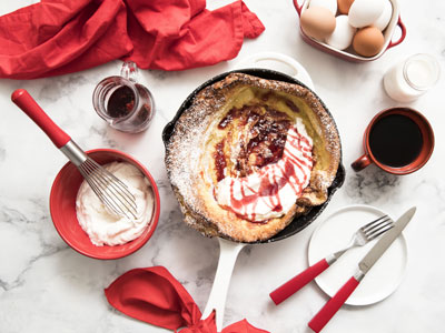 Lemon Dutch Baby with Strawberry Syrup