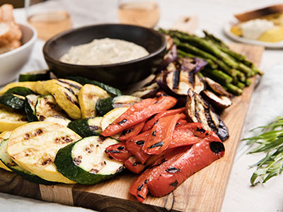 Grilled Vegetable Platter with Roasted Garlic Mustard Sauce